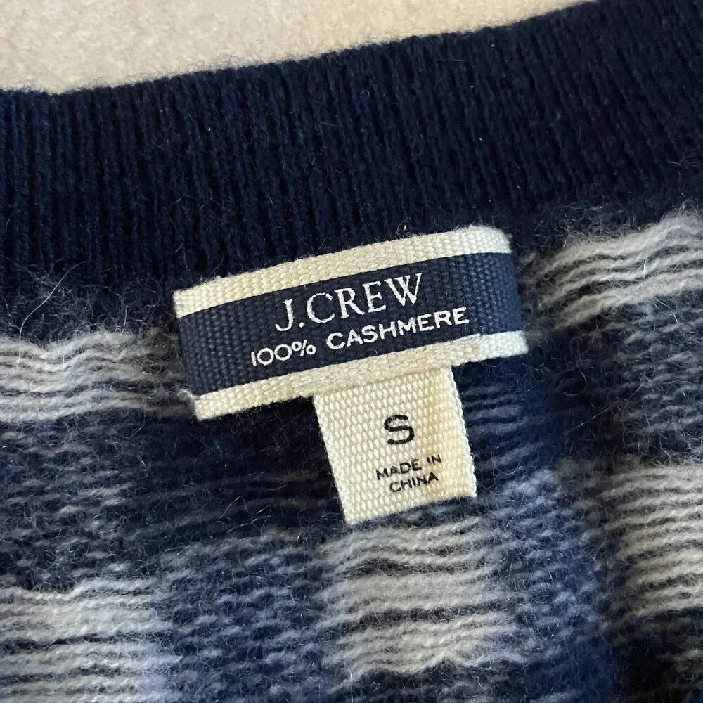 J. Crew Navy Cashmere Gingham Sweater ASO Wednesday Addams